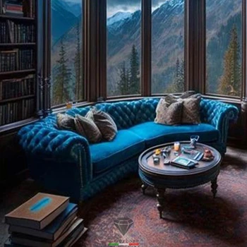 Современный изогнутый диван с пряжкой на две персоны, Итальянский Легкий Роскошный диван для большой квартиры на заказ