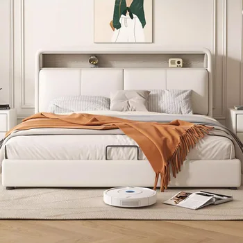 Деревянная Кровать Для Хранения Вещей Спальня С Современными Выдвижными Ящиками Минималистская Французская Кровать Гостиная Эстетическая Camas Y Muebles Para El Hogar Европейская Мебель