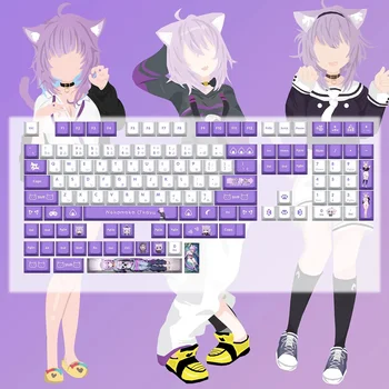 Анимация 132 клавиш Cat Youxiao Congee с горячей сублимацией Колпачок для клавиш аниме Милая механическая клавиатура Настраиваемый колпачок для клавиш